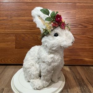 Easter Bunny Statue Standing Straw Rabbit Spring Home Decor Table Center Window